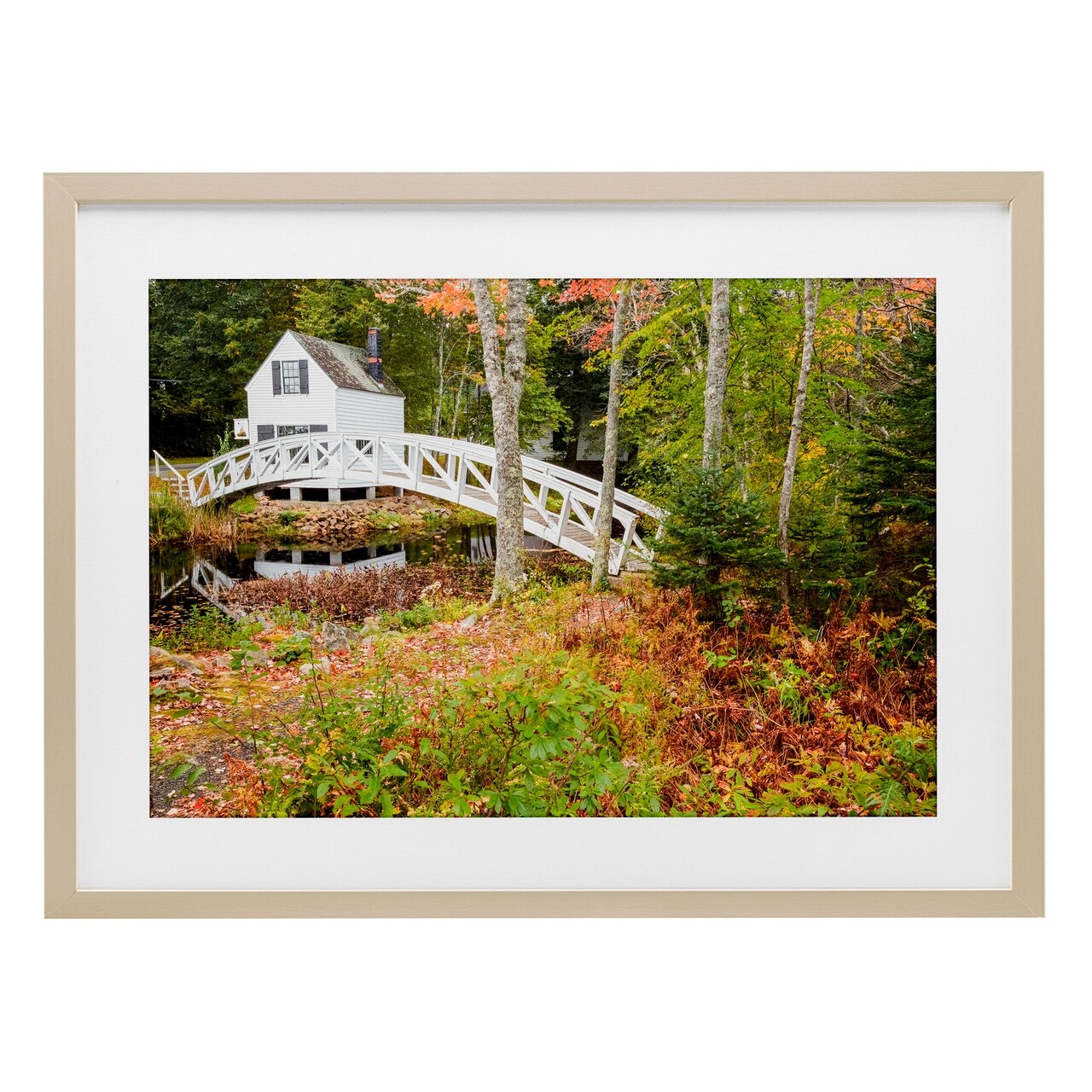 Stupell Industries Bar Harbor Town Bridge Framed Print Under Glass, design by Jon Evan
